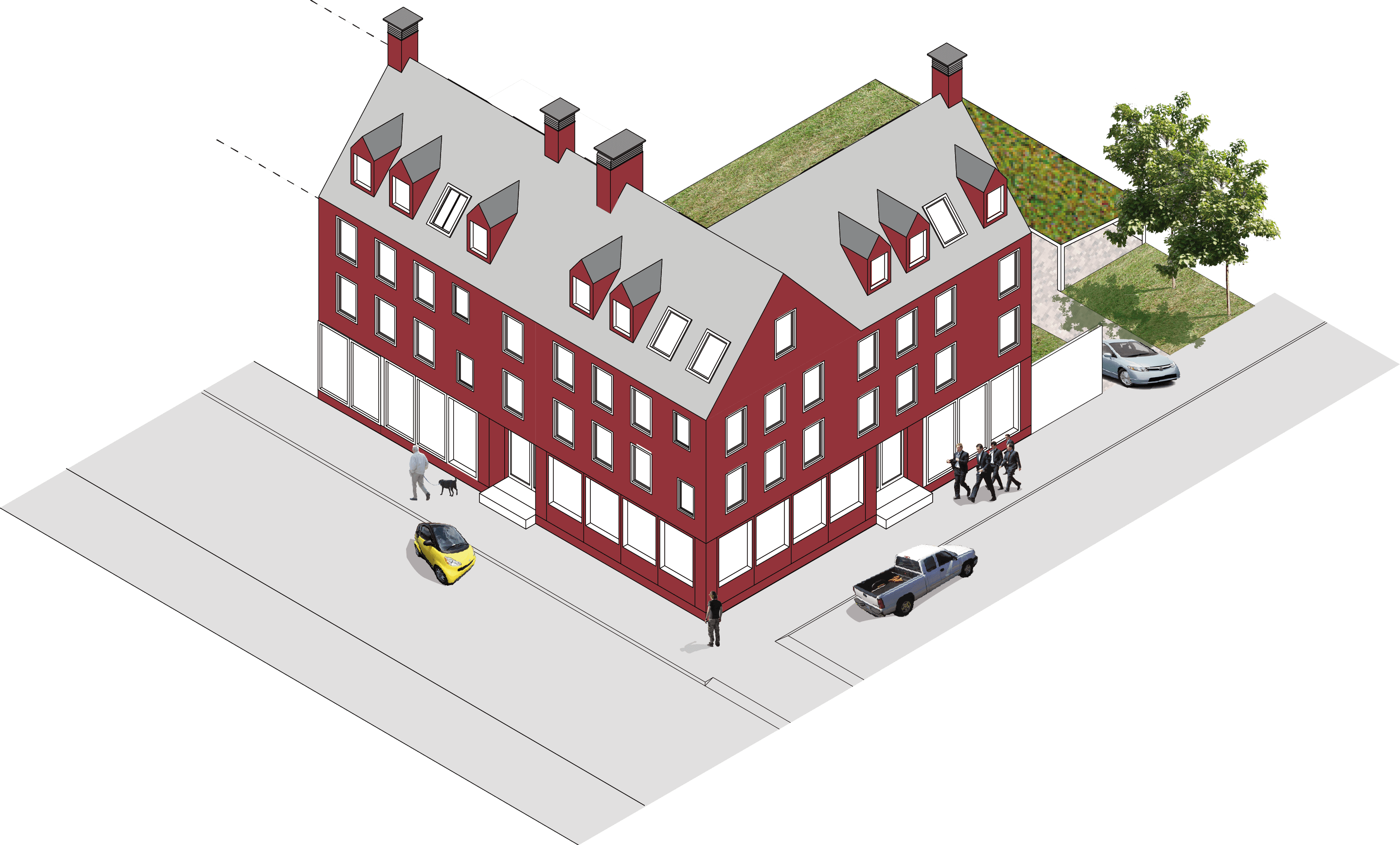 Flats of Hotel axonometric at An Camas Mor, Rothiemurchus, Aviemore, Cairngorms