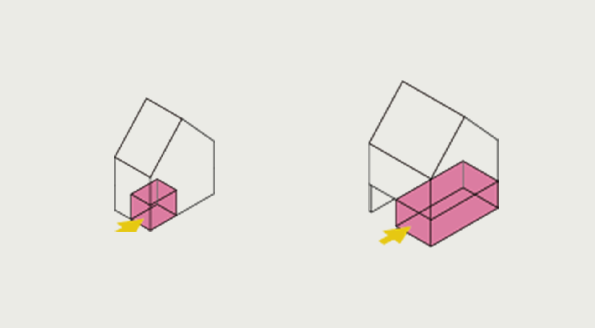 Diagram showing a home office as part of terraced house or town house, An Camas Mòr